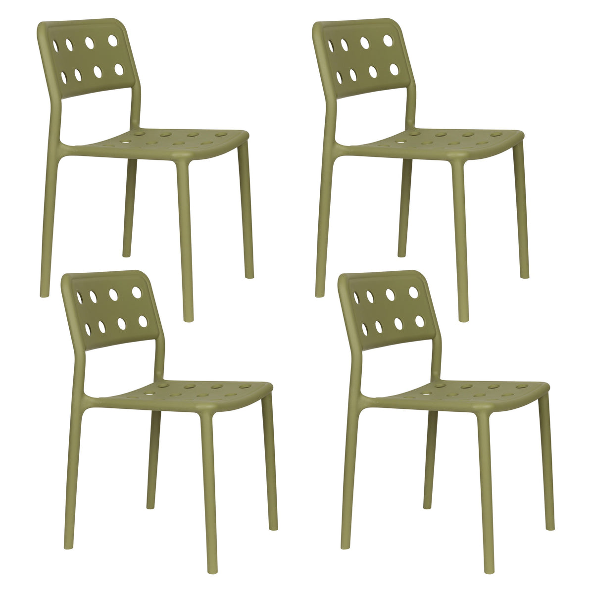 Housecraft Living Serra Tuinstoel/ Eetkamerstoel Kunststof Groen - Set van 4