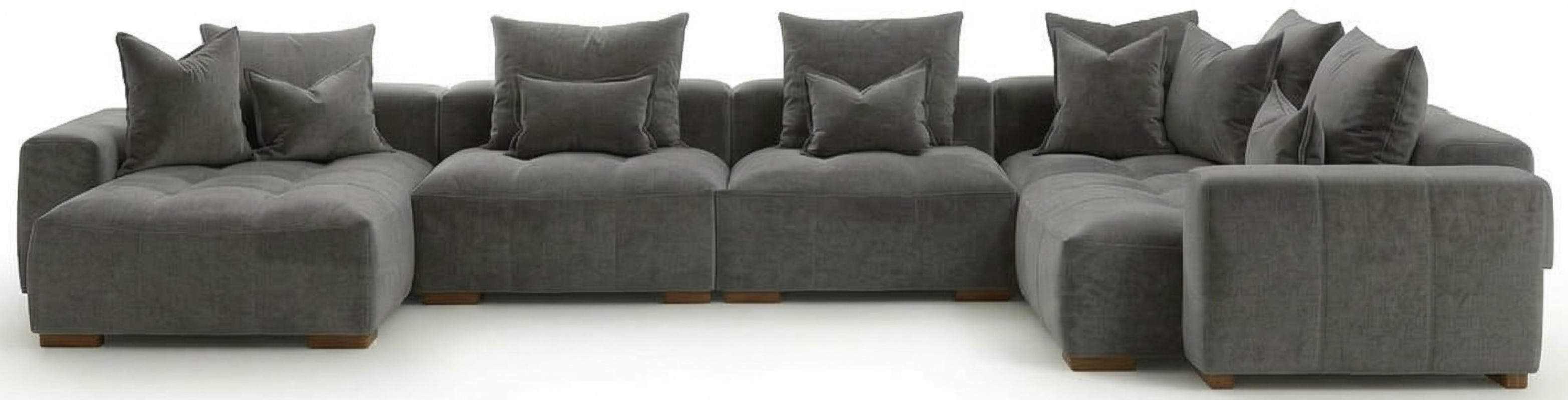 Duży Nowoczesny Narożnik Modułowy Sofa Narożna w Kształcie U Akcent Szary