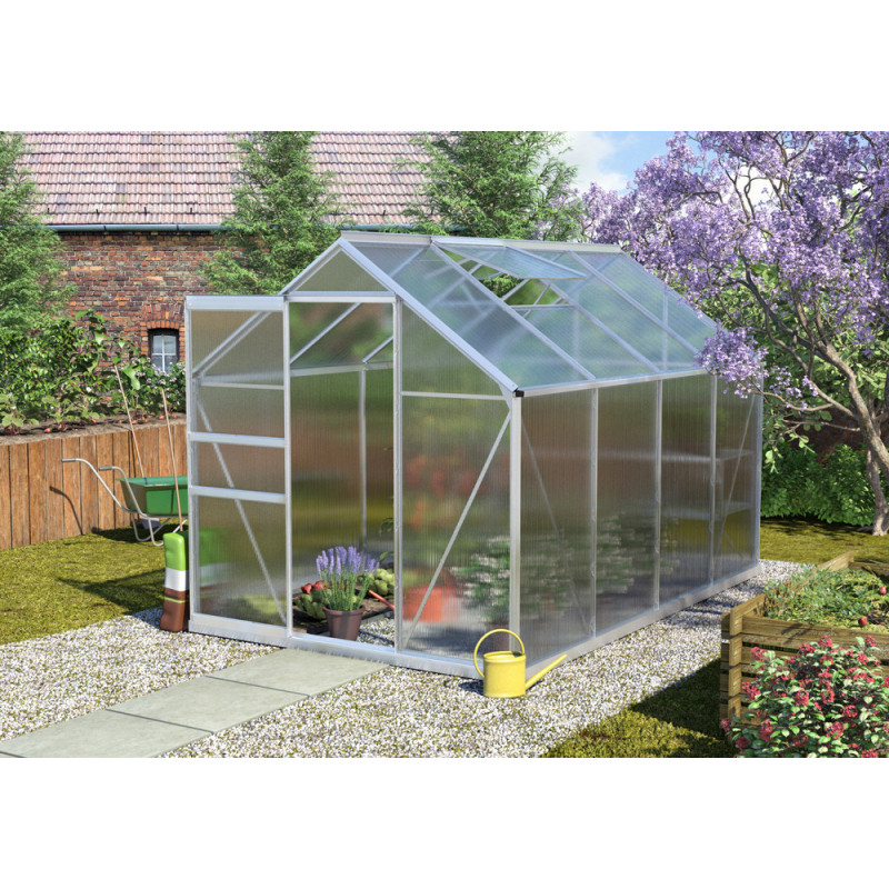 Serre en polycarbonate Calypso aluminium anodisé 5,8 m² VITAVIA