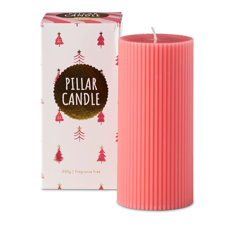 Christmas Pillar Coral Candle