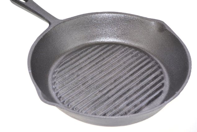 Cast Iron Ribbed Skillet Frying Pan W/ Handle 10cm - Grill Pan Griddle