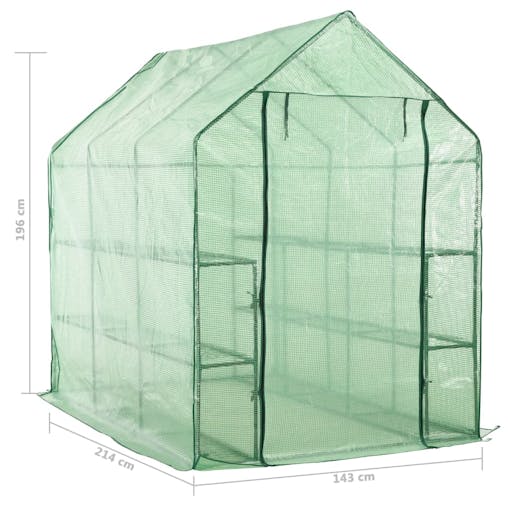 NNEVL Walk-in Greenhouse with 12 Shelves Steel 143x214x196 cm
