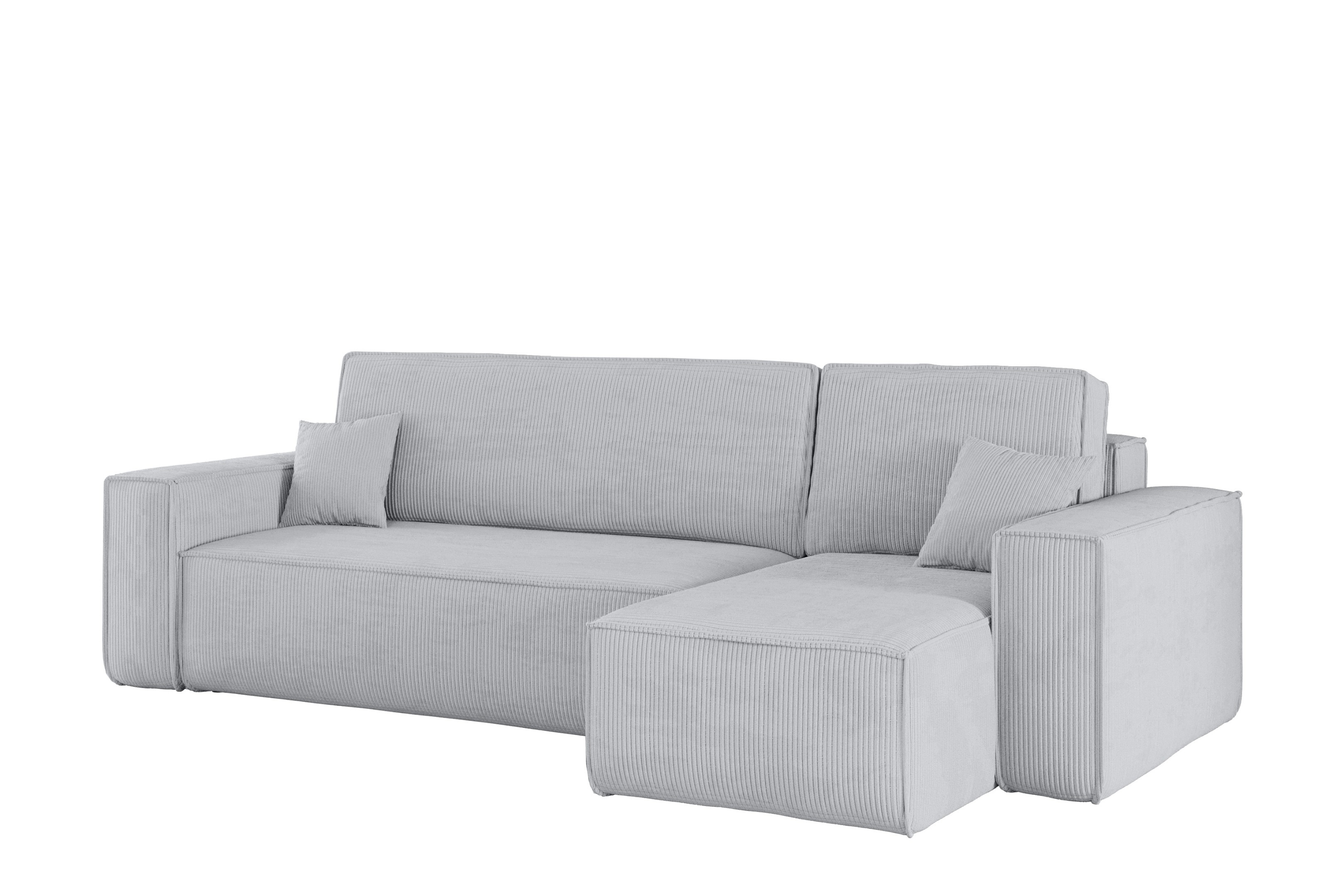 Sofa w kształcie L BEST narożnik, tkanina Poso, Jasnoszary Prawostronny