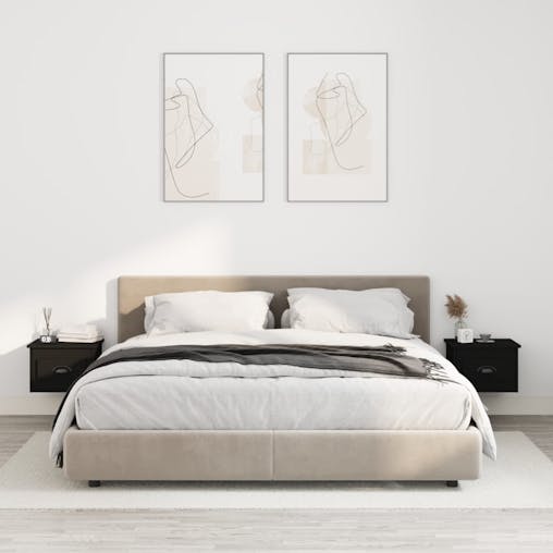 NNEVL Wall-mounted Bedside Cabinets 2 pcs Black 41.5x36x28cm