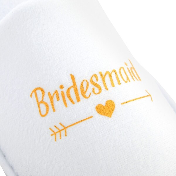 5 Pairs Wedding Spa Slippers for Bride to Be, Bridesmaid, Bridal Shower, Party Gifts, White & Gold