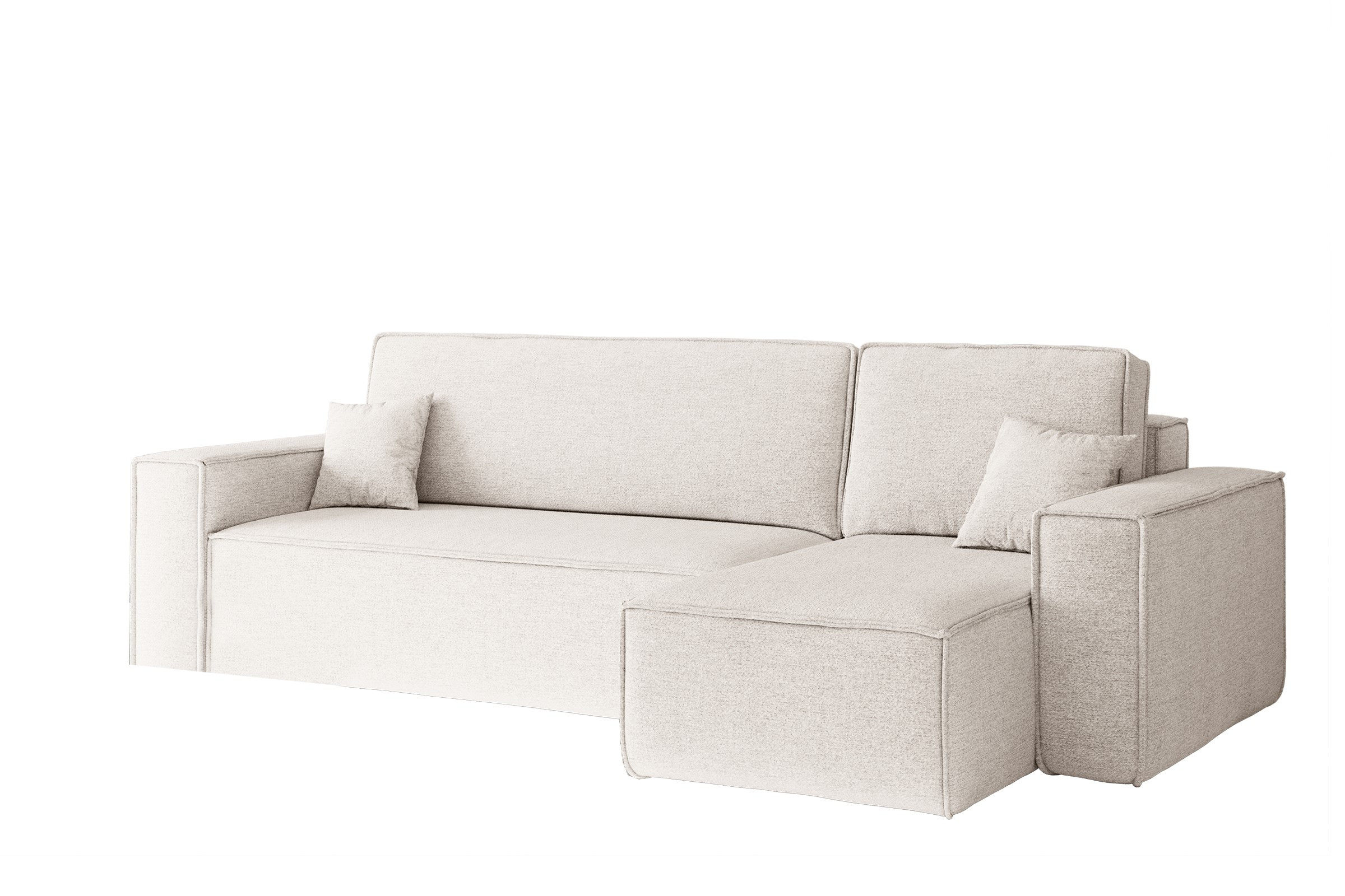 Sofa w kształcie L BEST narożnik tkanina Neve, Ecru Prawostronny
