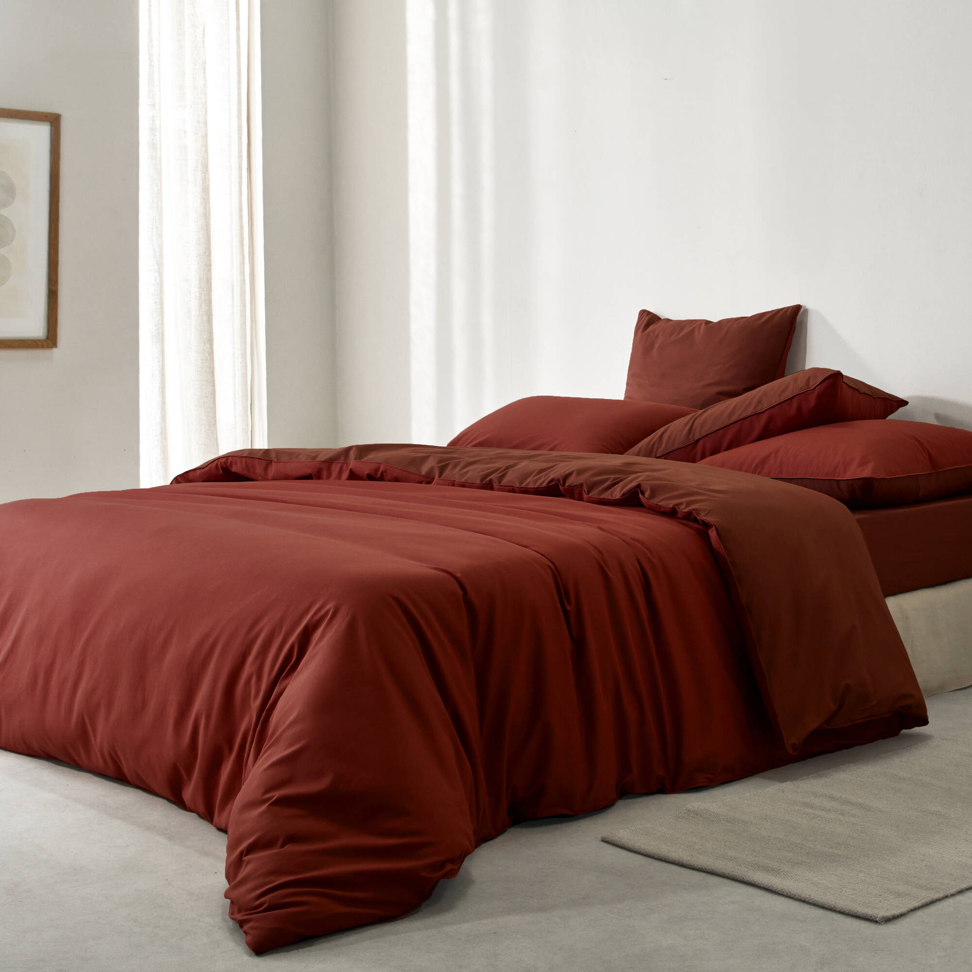Linge de lit uni bicolore coton