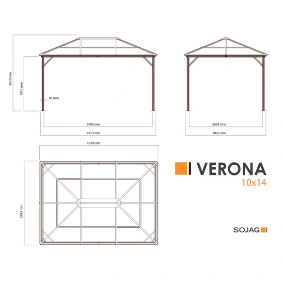 Pavillon »Verona«, rechteckig, BxHxT: 423 x 261 x 298 cm
