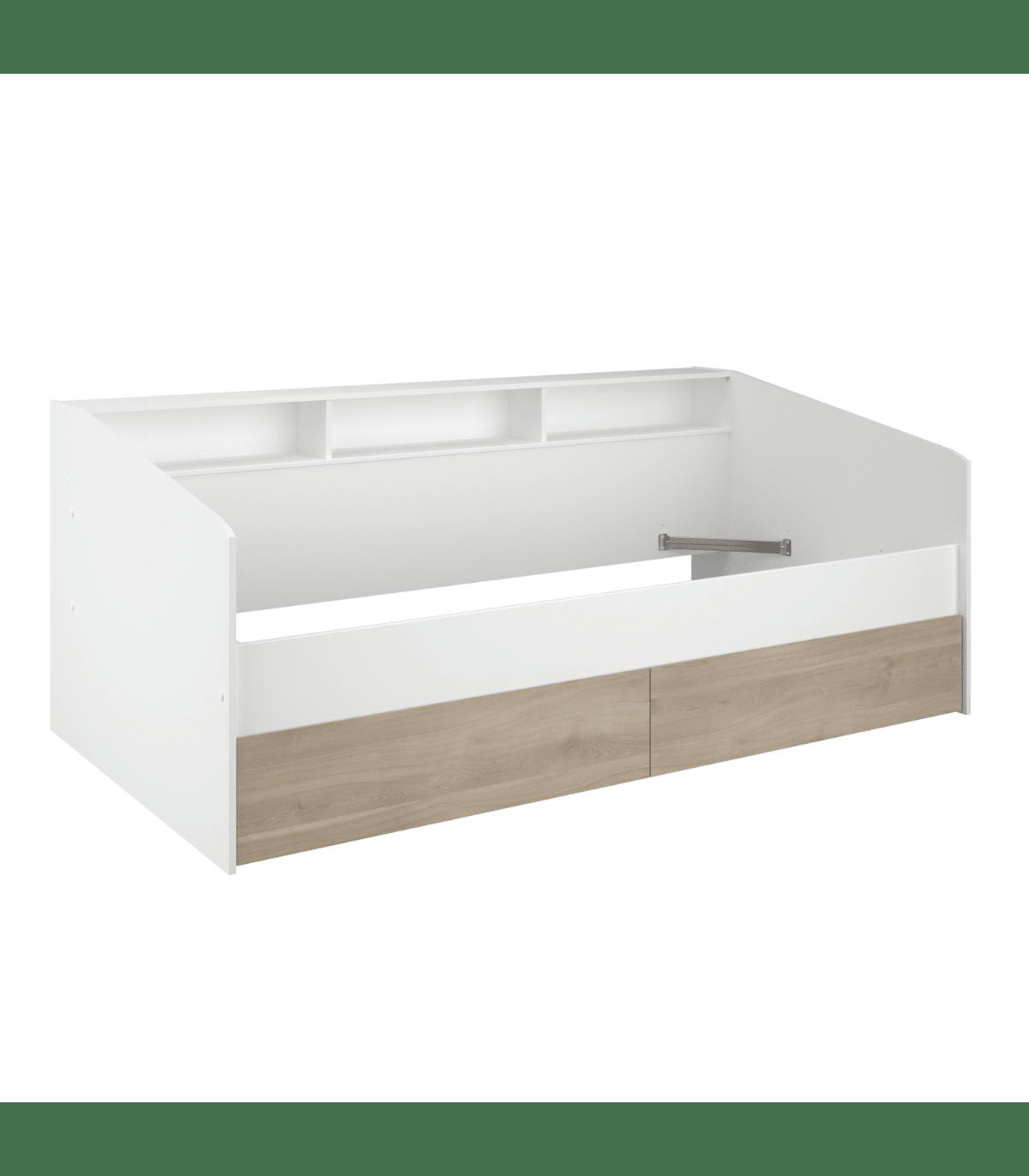 STAMP - Lit banquette couchage 90x200 avec tiroirs et niches