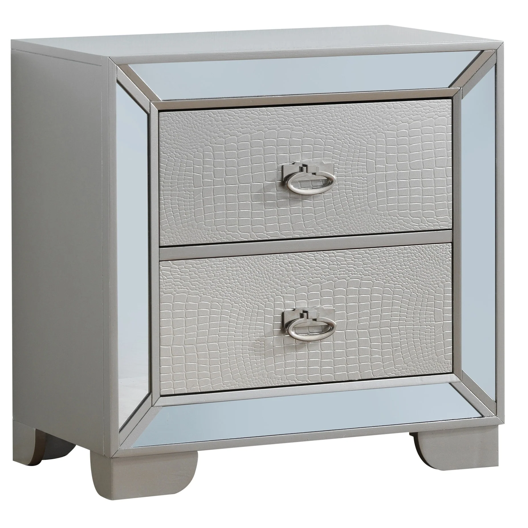 Croc 2-Drawer Wooden Nightstand - 28 - Gray