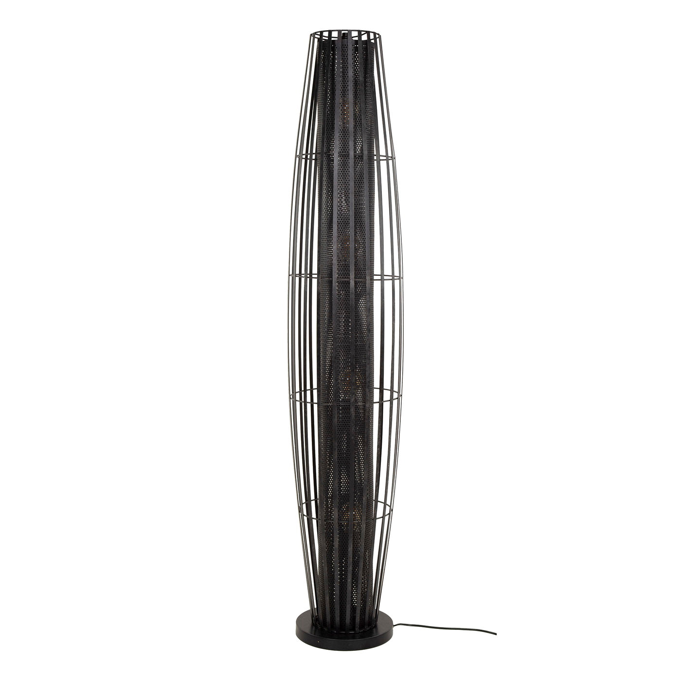 Giga Meubel Vloerlamp Cylinder Mesh - Zwart Metaal - 4-Lichts - 29x29x150cm