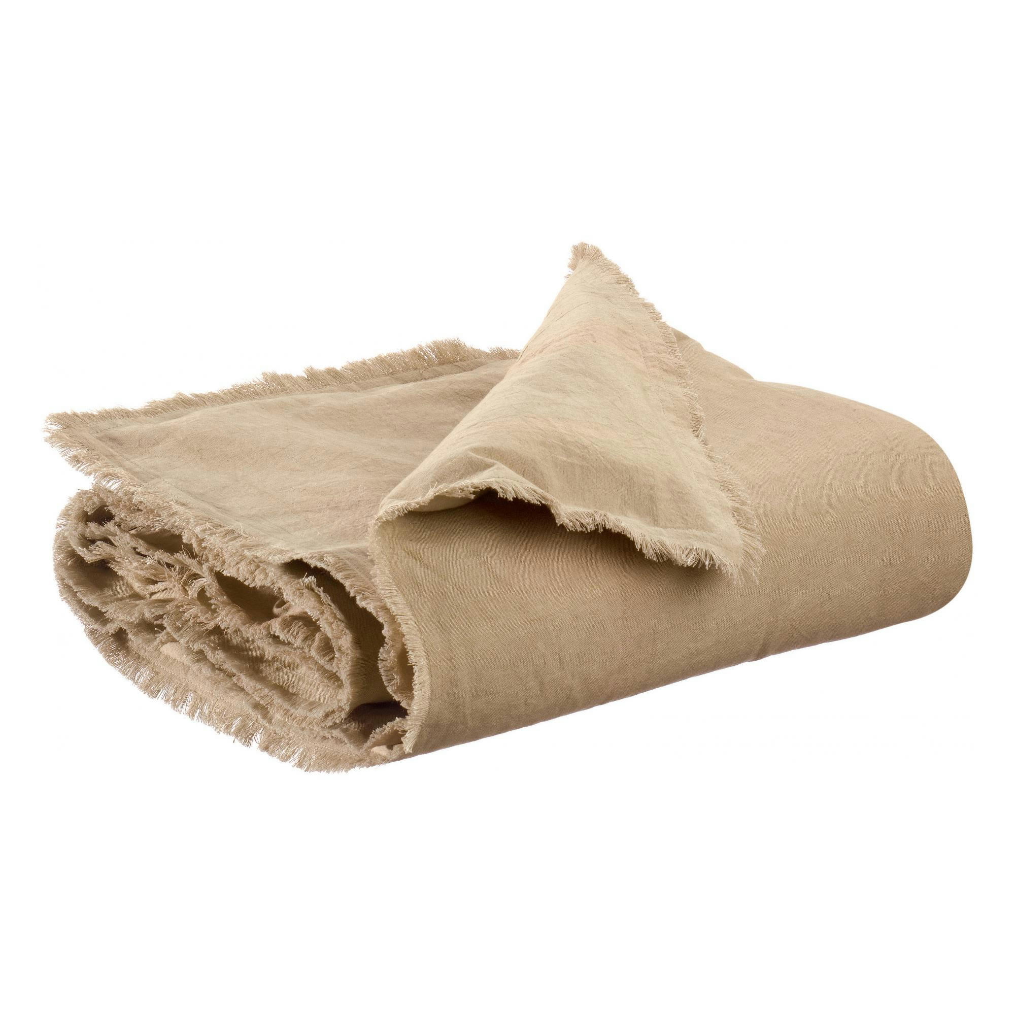 LALY - Édredon uni  en lin galet 85 x 200