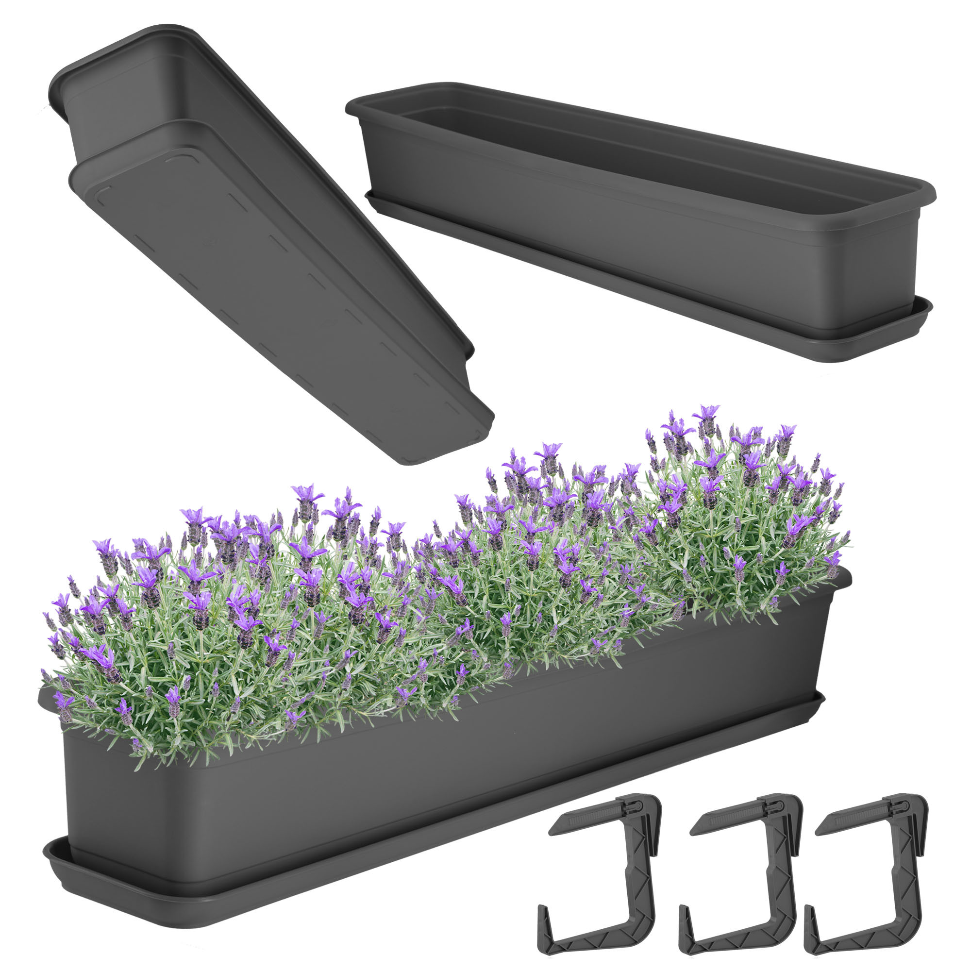 Kadax Skrzynka Balkonowa Doniczka 80cm z Uchwytami