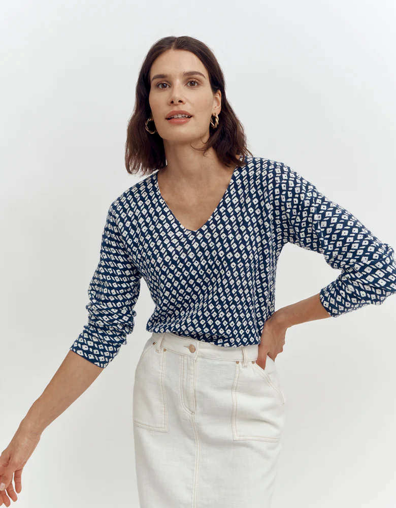 Pull maille imprimé ABBY-WEEK-ML/87163/881