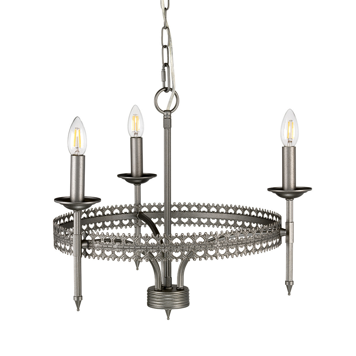 Lampa wisząca szaro-rdzawe żelazo Crown 3xE14x60W Elstead