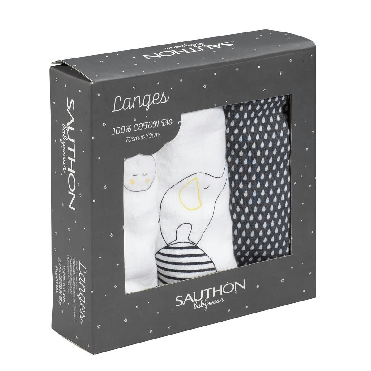 BABYFAN - Langes en coton bio gris