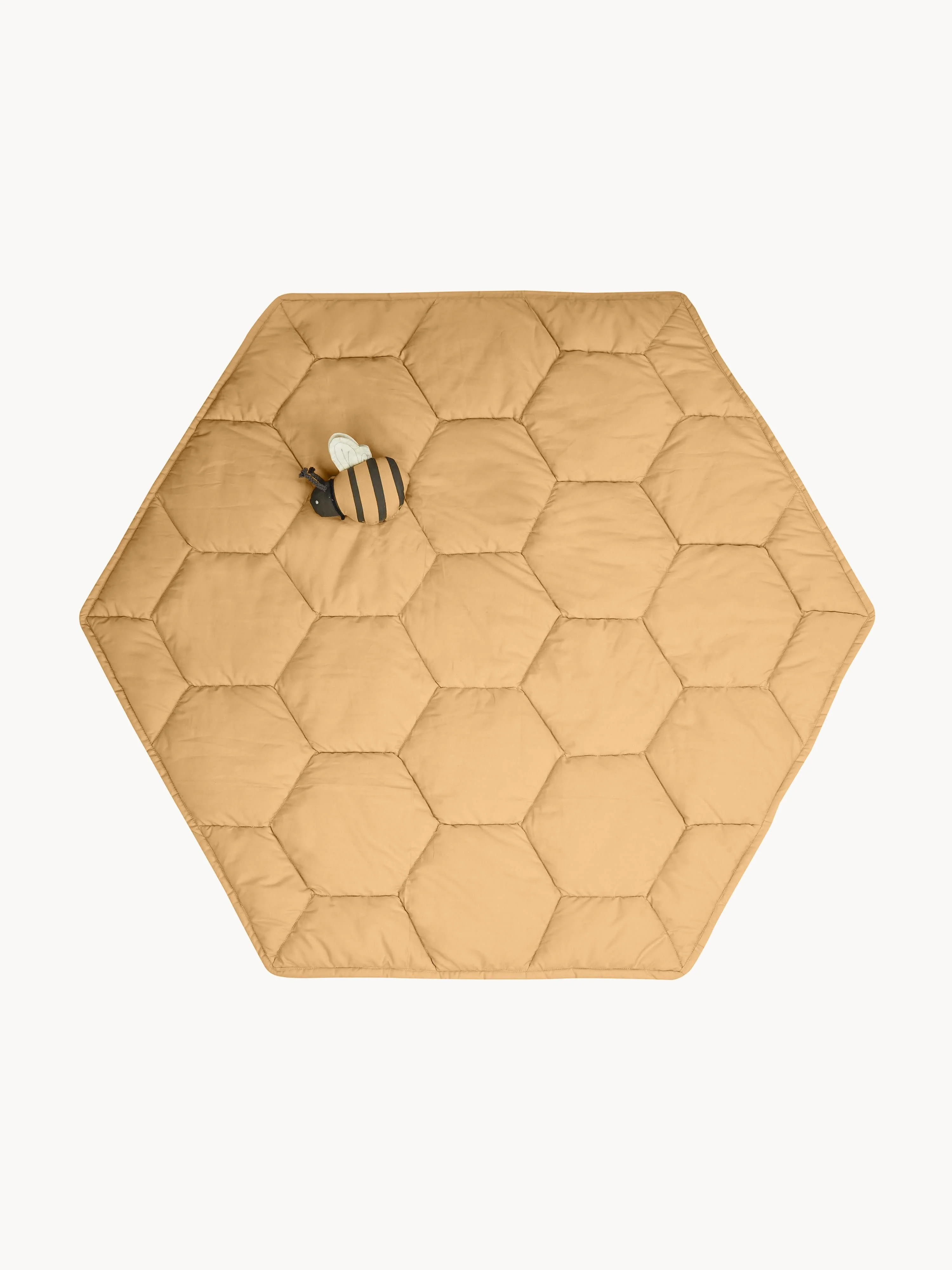 Handgefertigte Spielmatte Honeycomb mit Rasselspielzeug