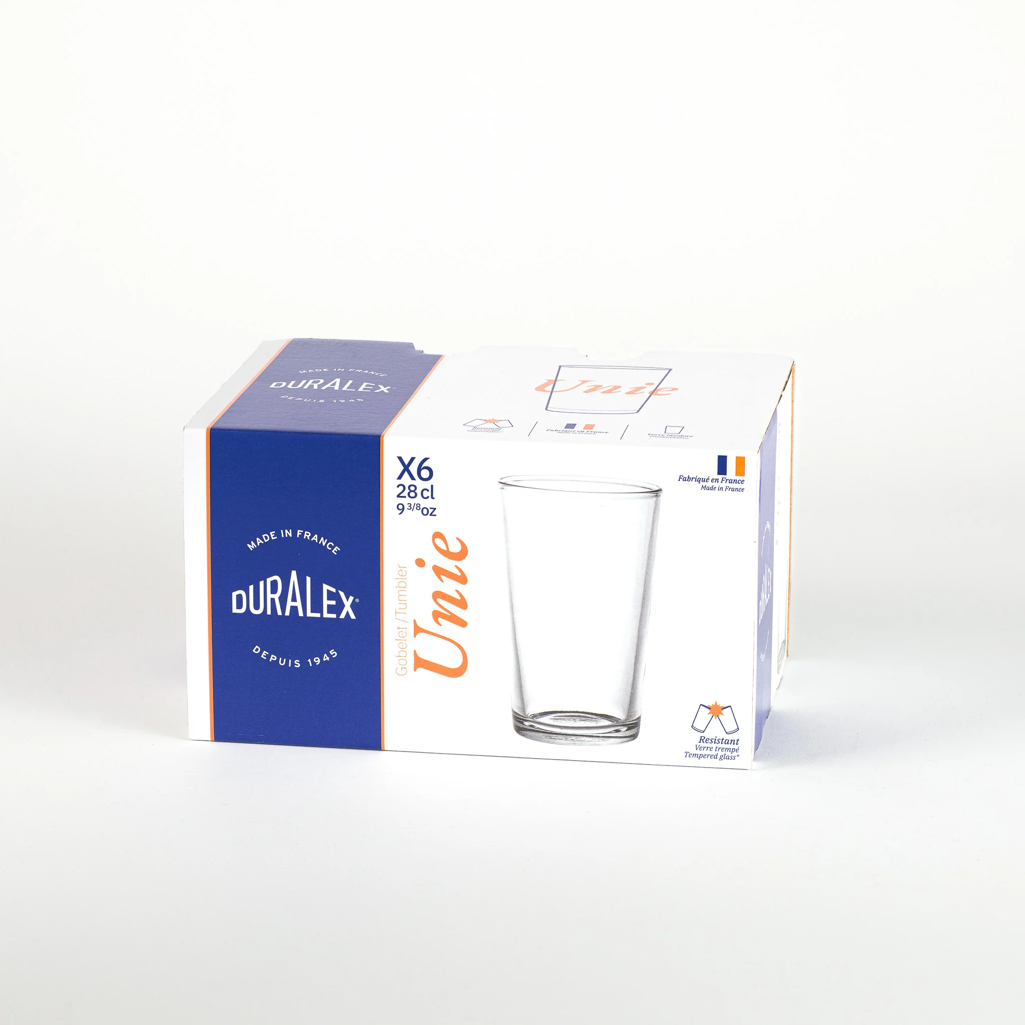 Unie - Verre transparent 28 cl (lot de 6)