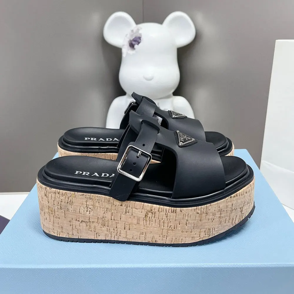 Prada  Leather Platform sandals Slide