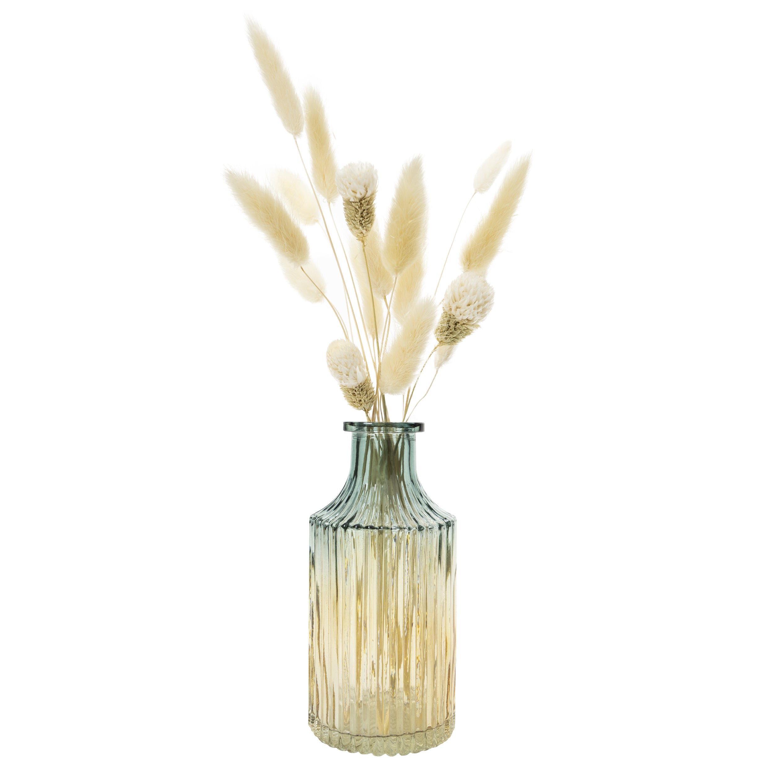 QUVIO Glazen vaas met patroon, geel blauw - Hoogte 14,5 cm