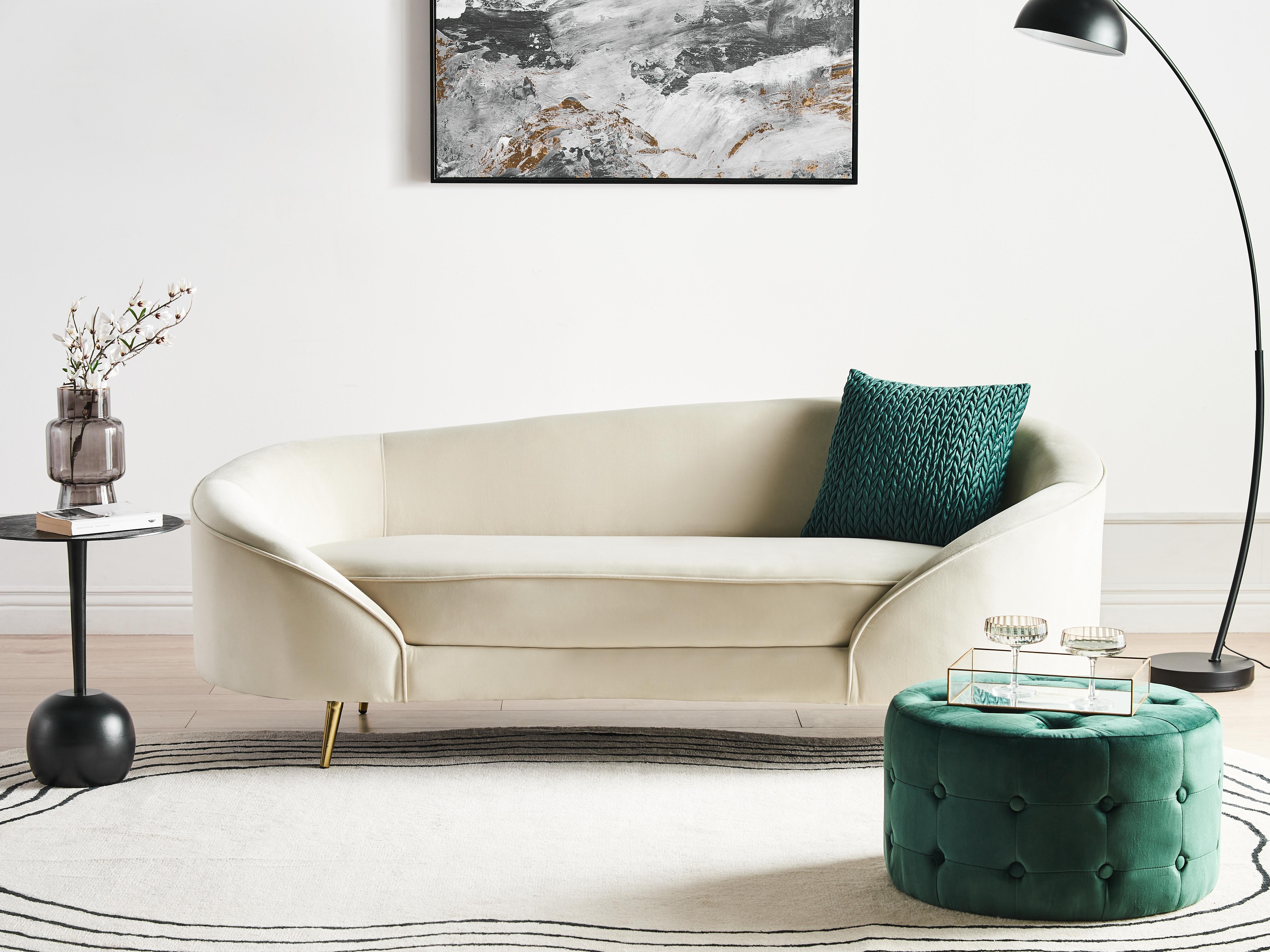 Sofa 2 Seater SAVAR Velvet Light Beige