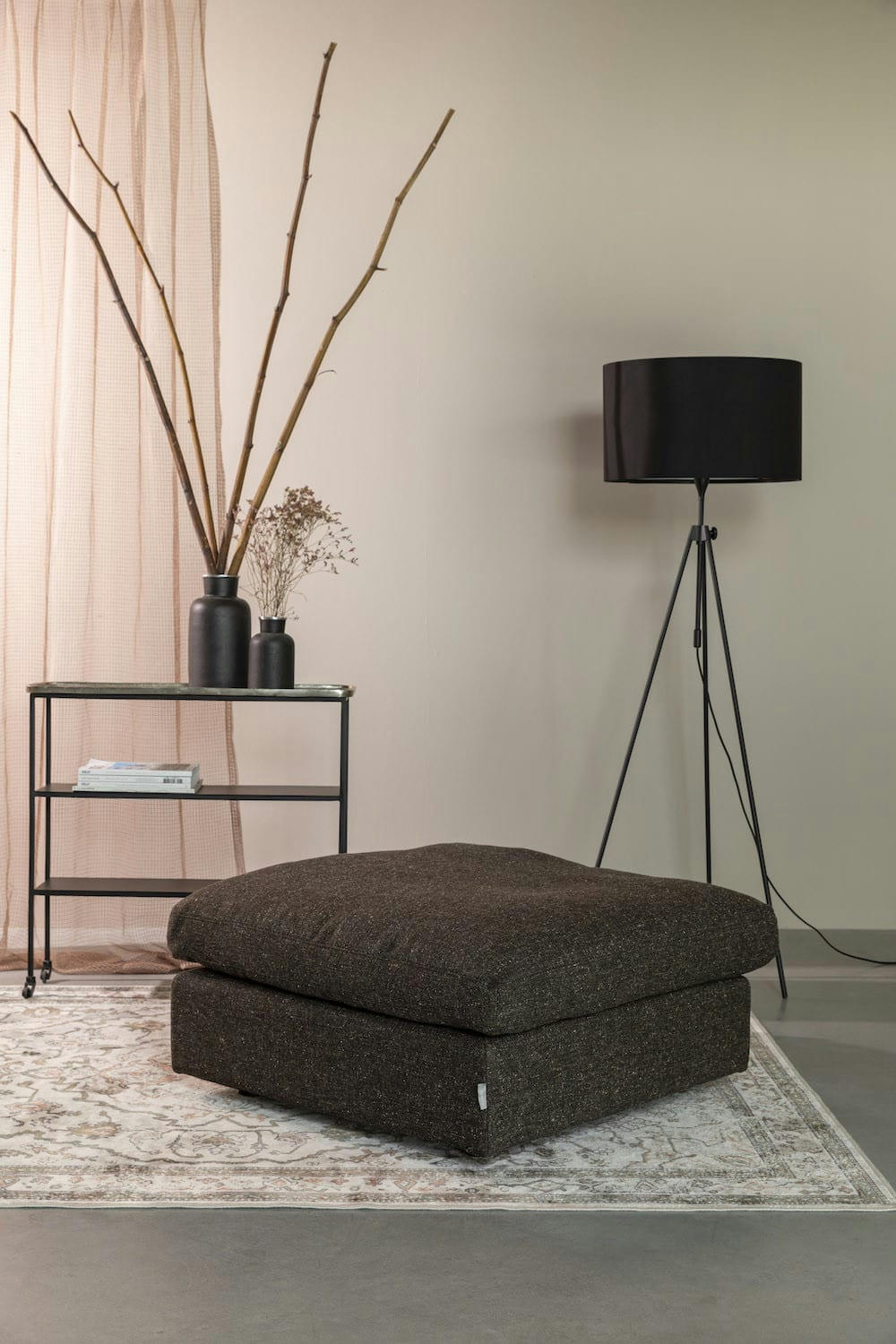 SENSE - Pouf en tissu marron L 92