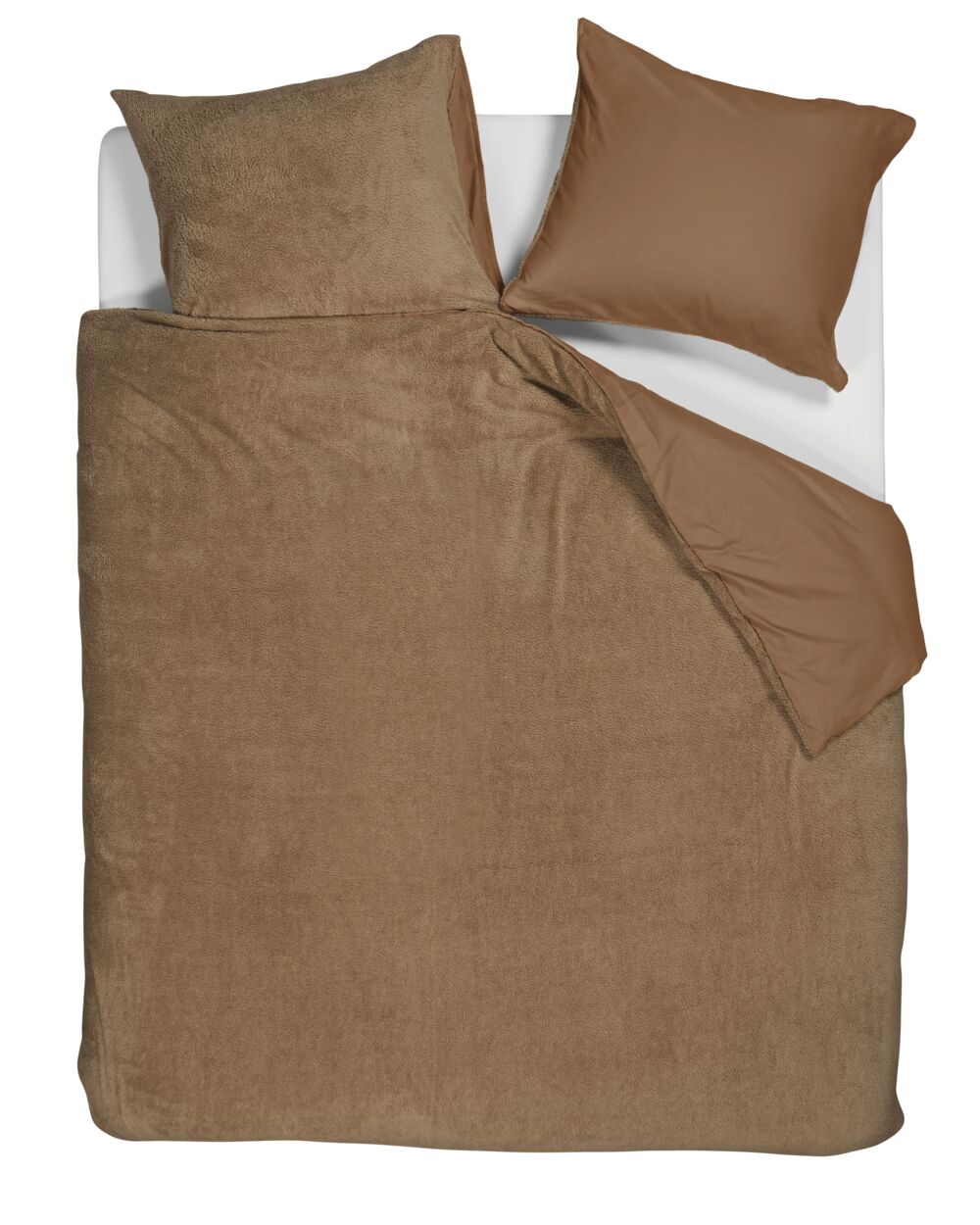 Ambiante Plush Teddy dekbedovertrek - Lit Jumeaux - 240x200/220 - Bruin