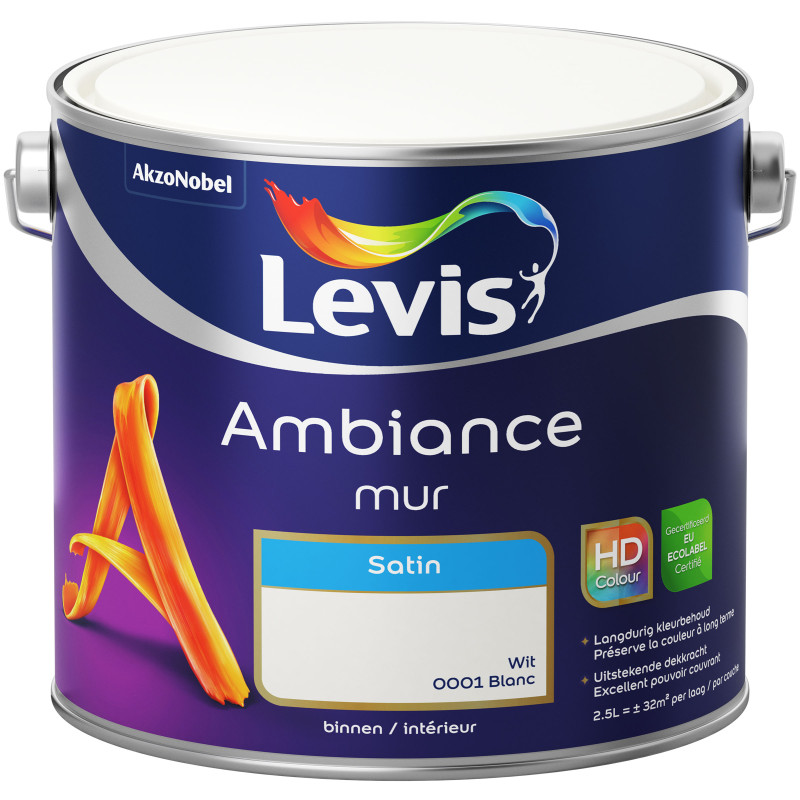 Peinture mur Ambiance Blanc satin 2,5 L LEVIS