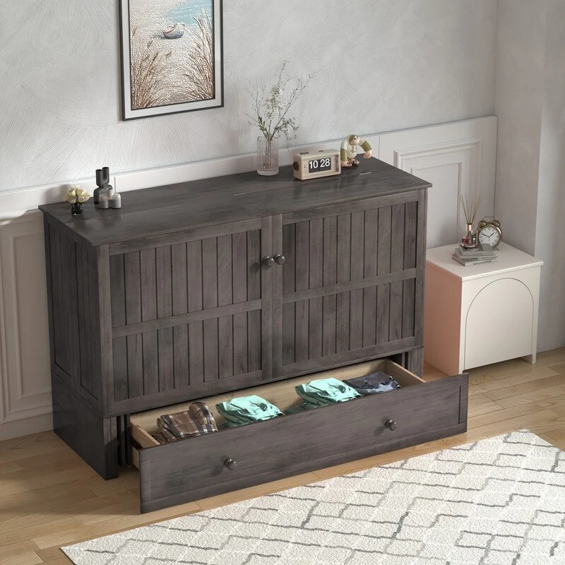 Mixoy Murphy Bed Cabinet Chest with Mattress & Storage Platform