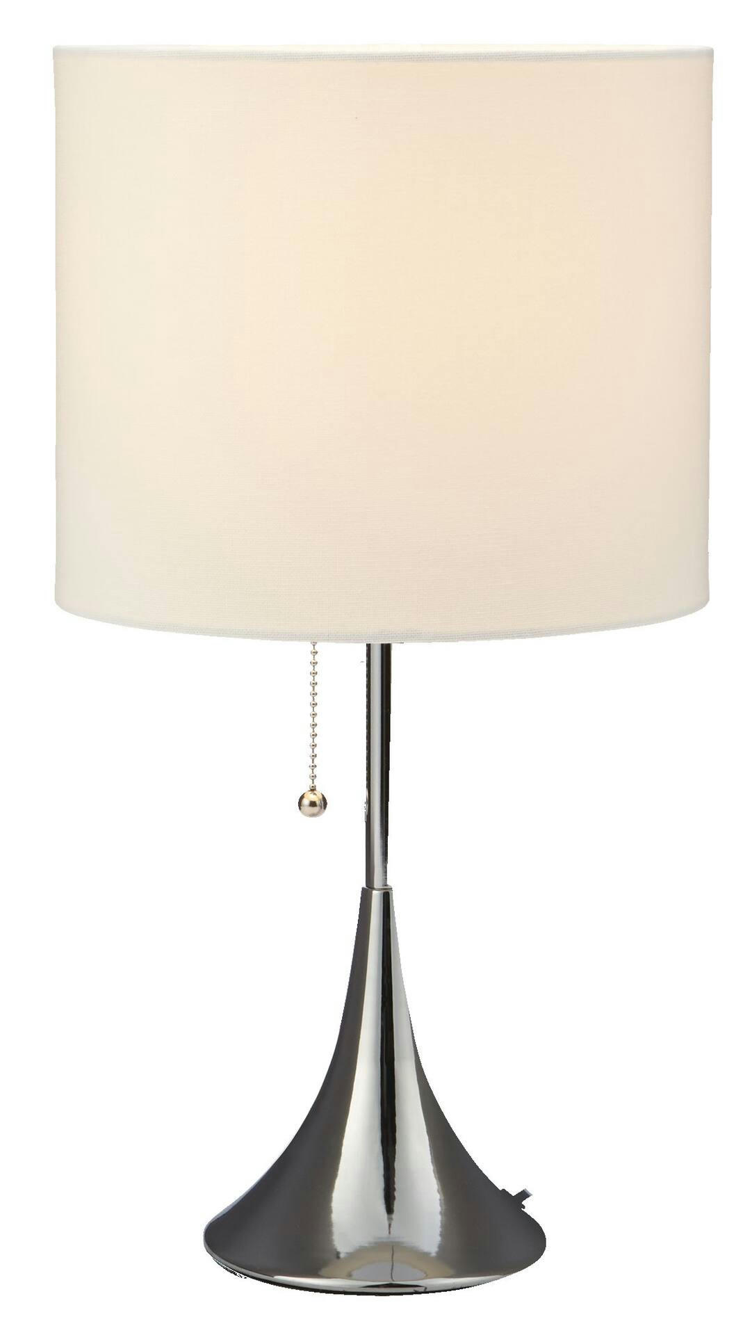 Home Collection White Linen Shade Table Lamp, 18.5-in, Chrome