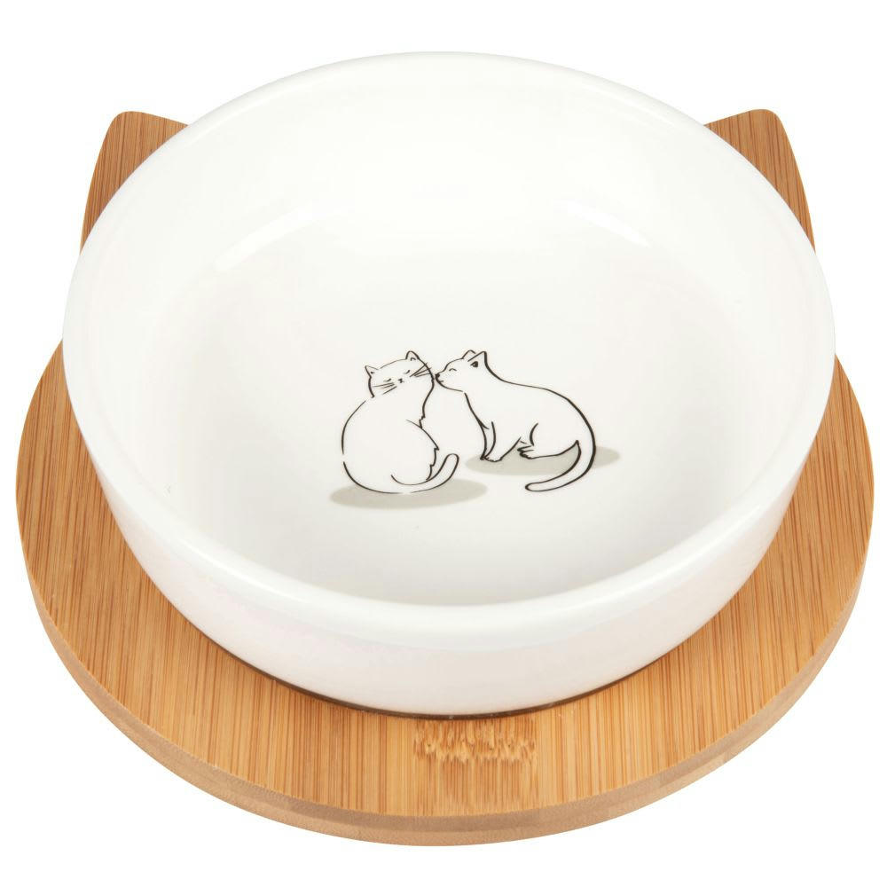- Gamelle chat en porcelaine blanche