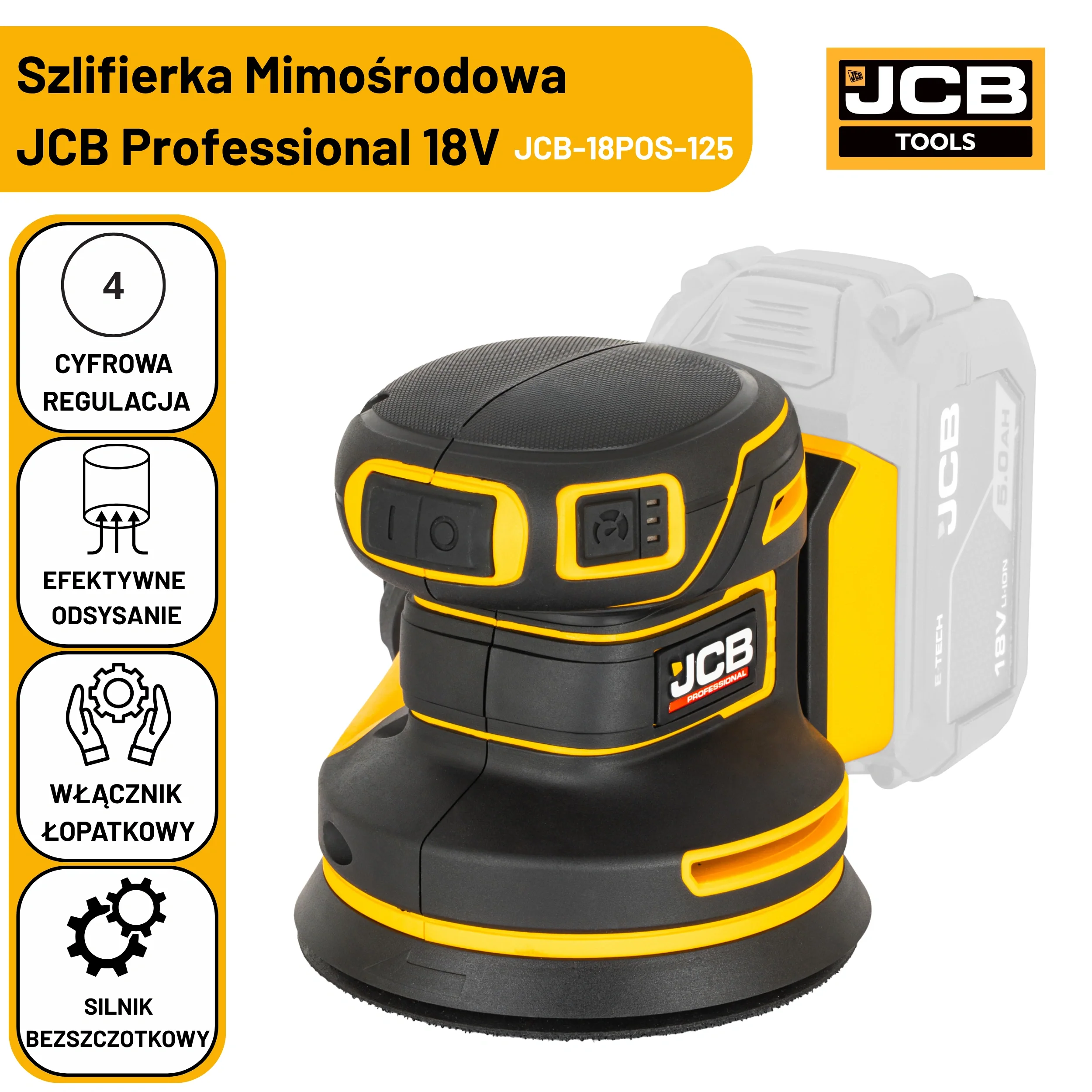 JCB Professional 18V Szlifierka Mimośrodowa