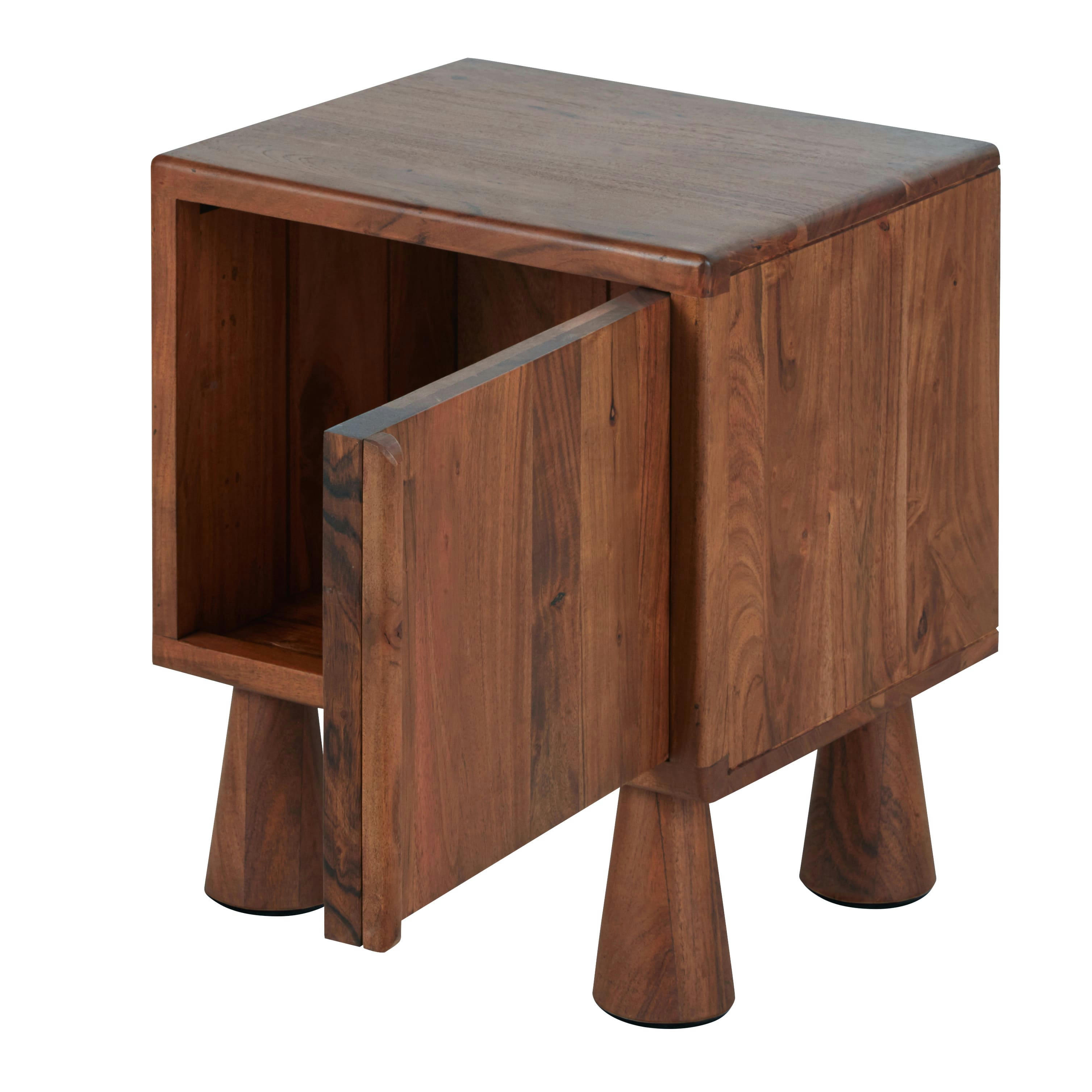 Alya - Table de chevet 1 porte coloris noisette