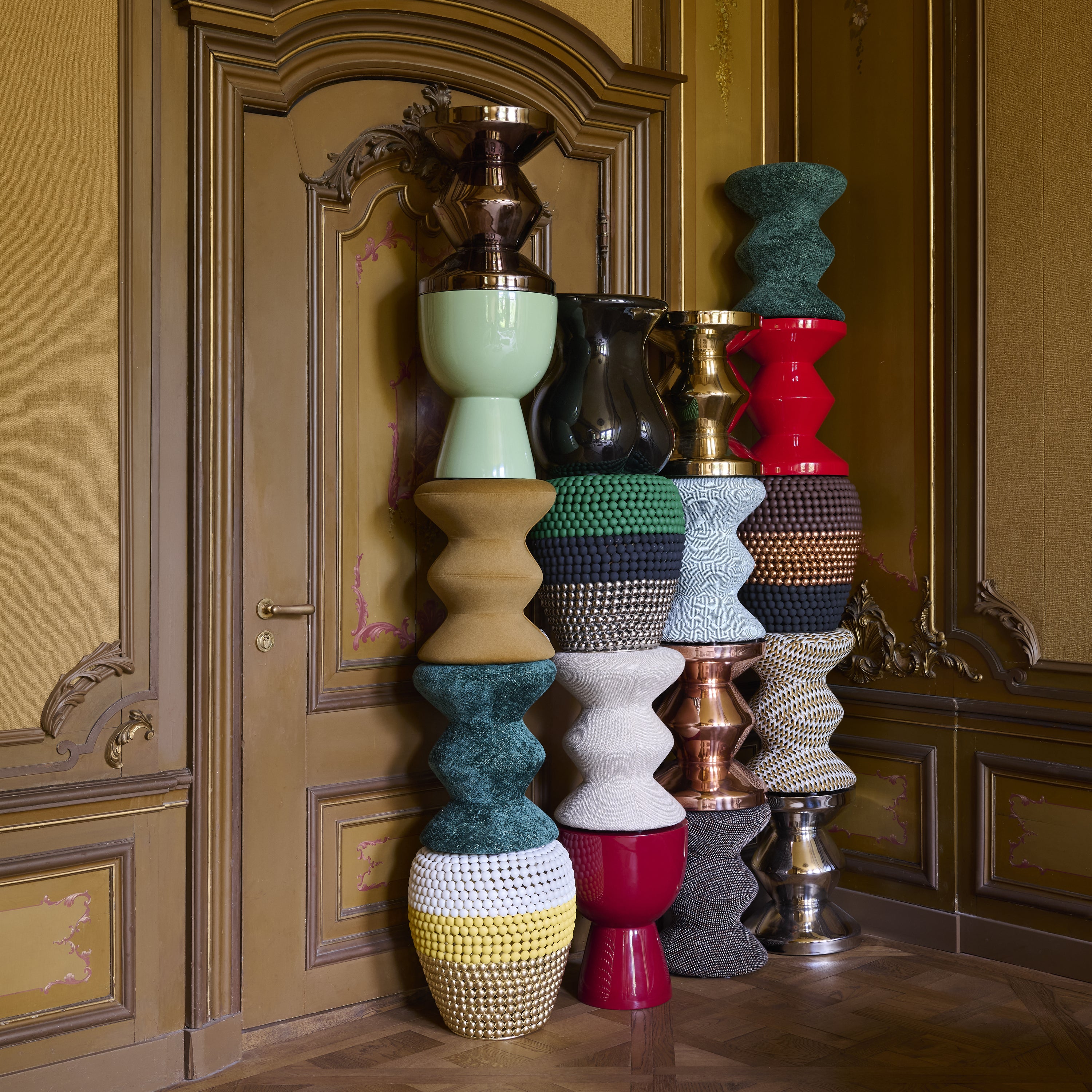 POLSPOTTEN Dot Kruk/Bijzettafel - Groen / Zwart / Zilver