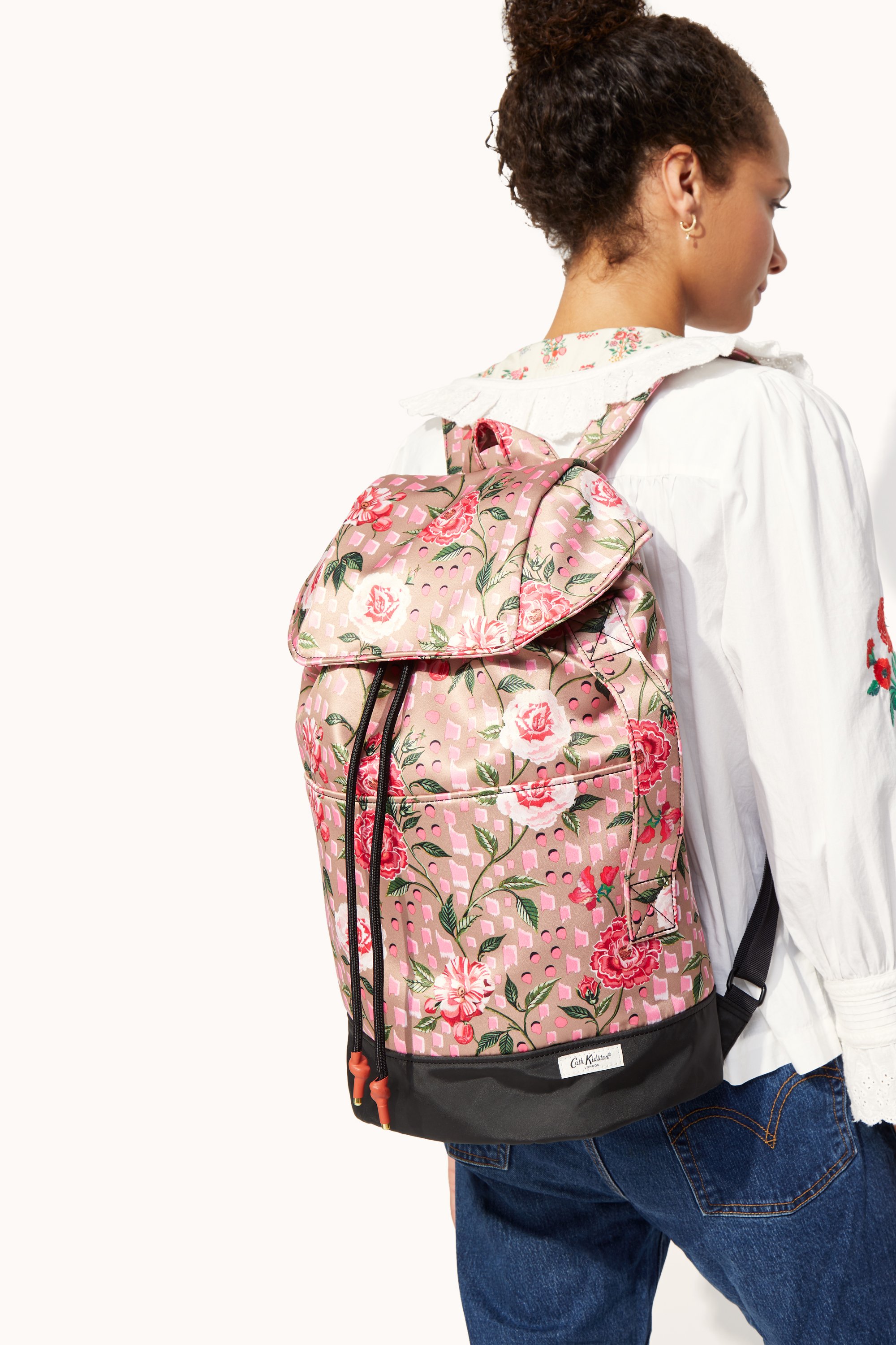 Tea Rose Recycled Satin Duffle Backpack