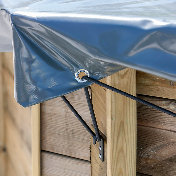 Bâche hiver pour piscine bois ronde 6 pans Ananas