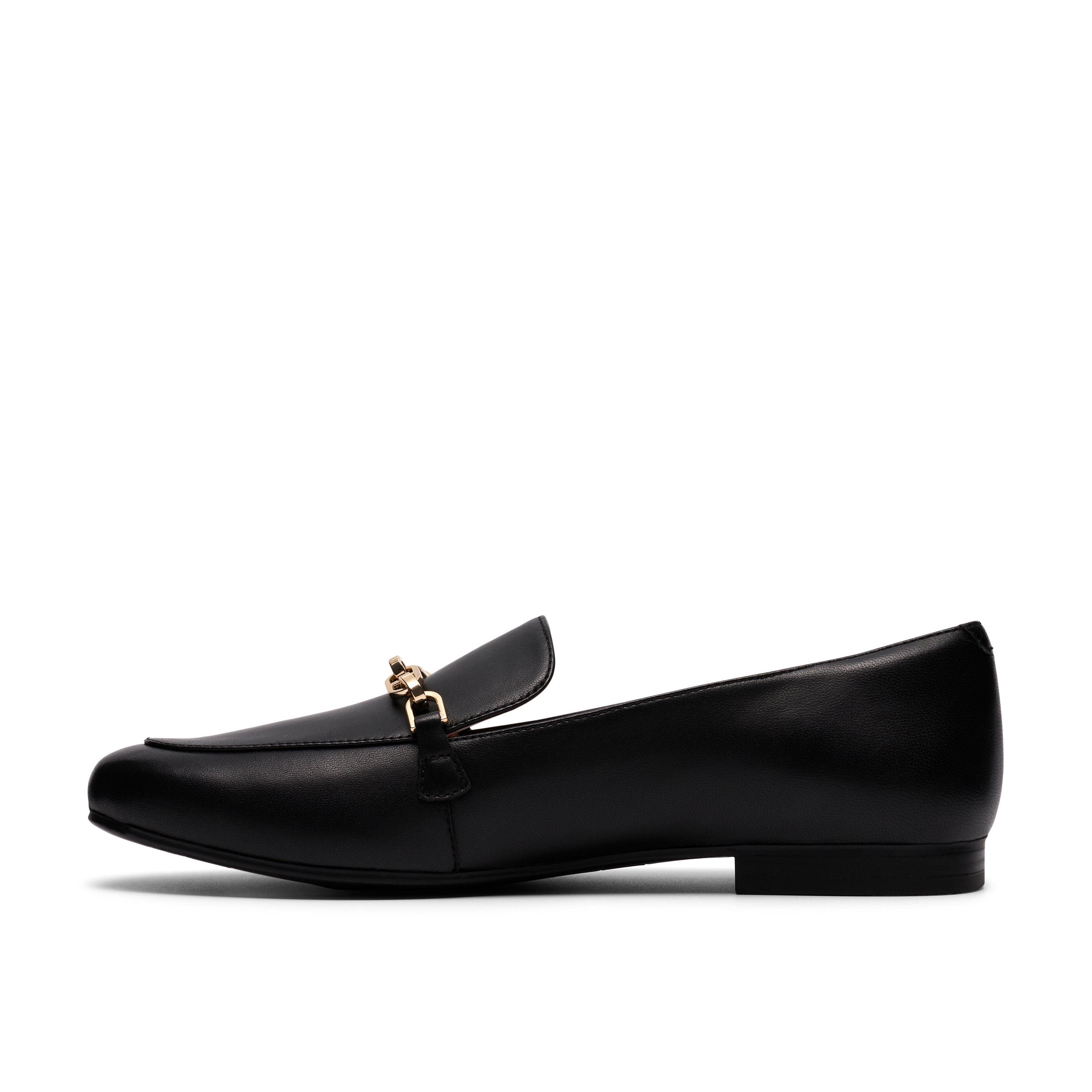 Clarks Tamna Iris Black Leather Loafers,Slip Ons