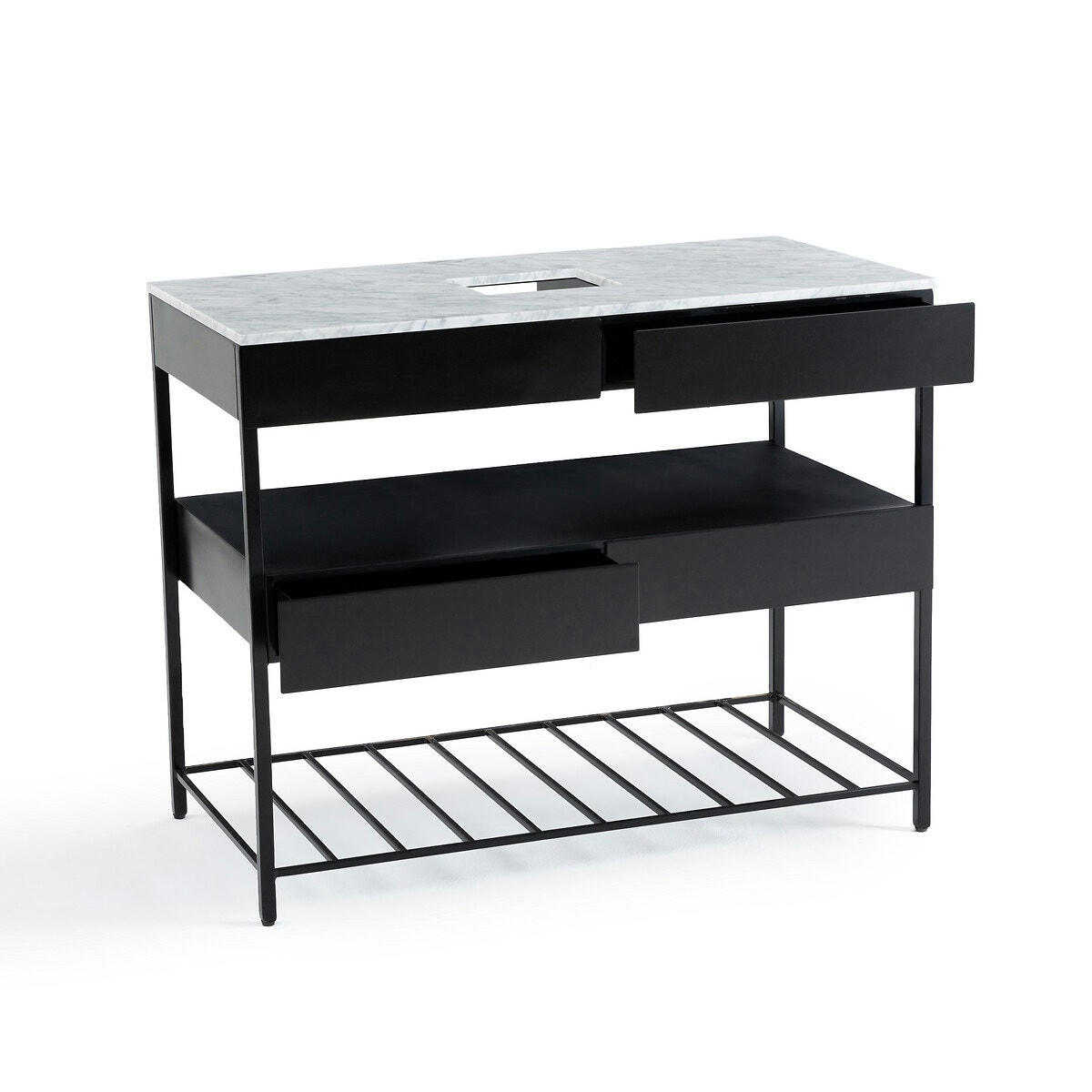 Meuble sous vasque plateau marbre blanc, Limpo
