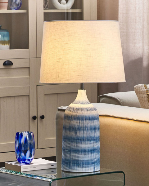 Lampa stołowa lampka nocna z kloszem niebieska
