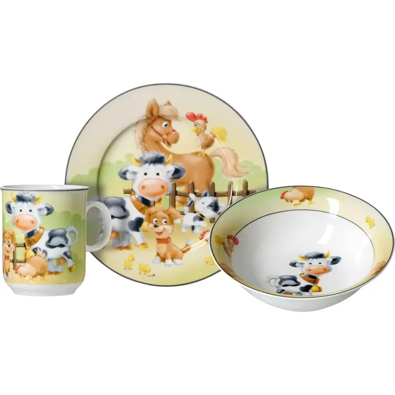 Kinder Geschirr-Set 3-teilig Hoftiere