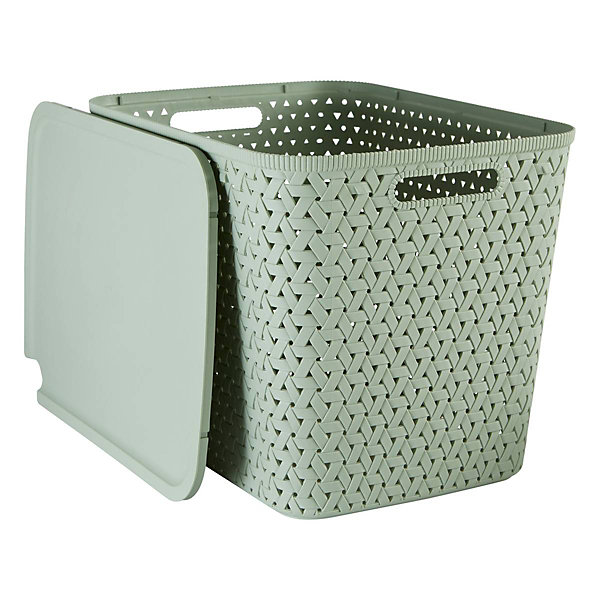 Panier Tressy en plastique sauge 28L - Vert olive- 5five