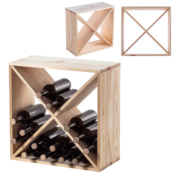 KADAX Stojak Regał Na Wino Drewniany 24 Butelki Szafka Półka 52cm