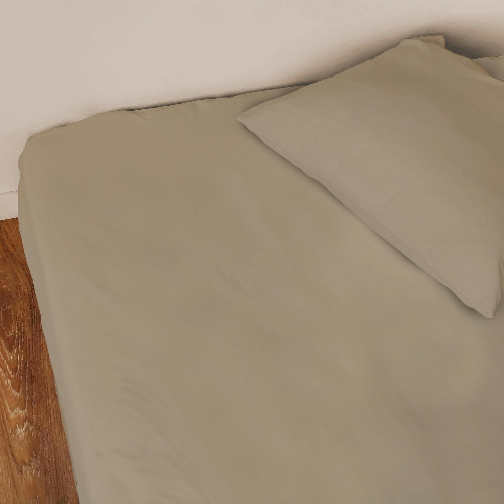 DRAGÉES DÉLICES - Drap-housse uni percale BIO Taupe 140x190/200cm - Bonnet 30cm