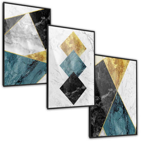 Zestaw 3x Plakat MARMUR Wzory Geometryczne 30x40cm