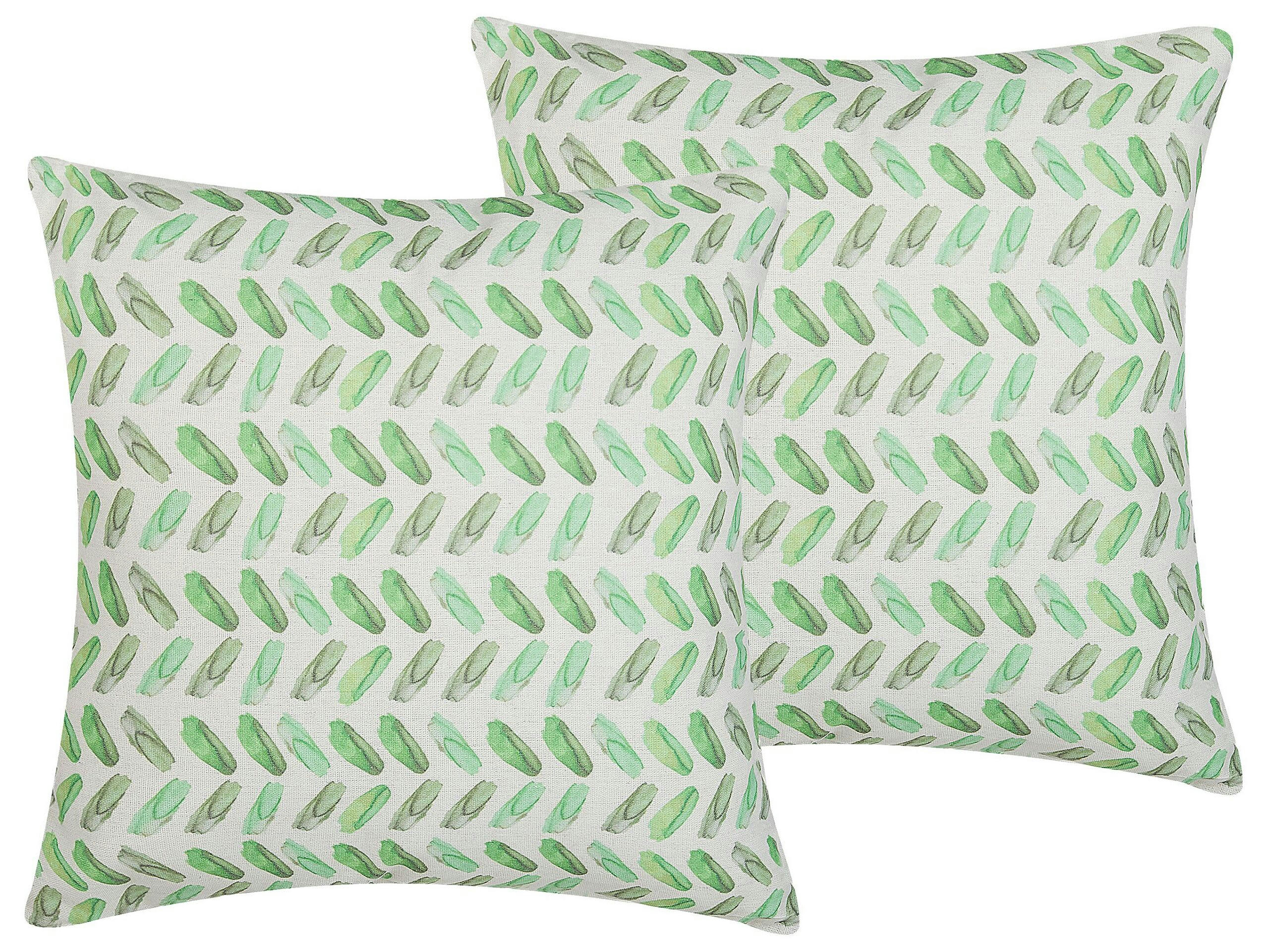 PRUNUS - Lot de 2 coussin décoratifs en tissu vert 45x6cm