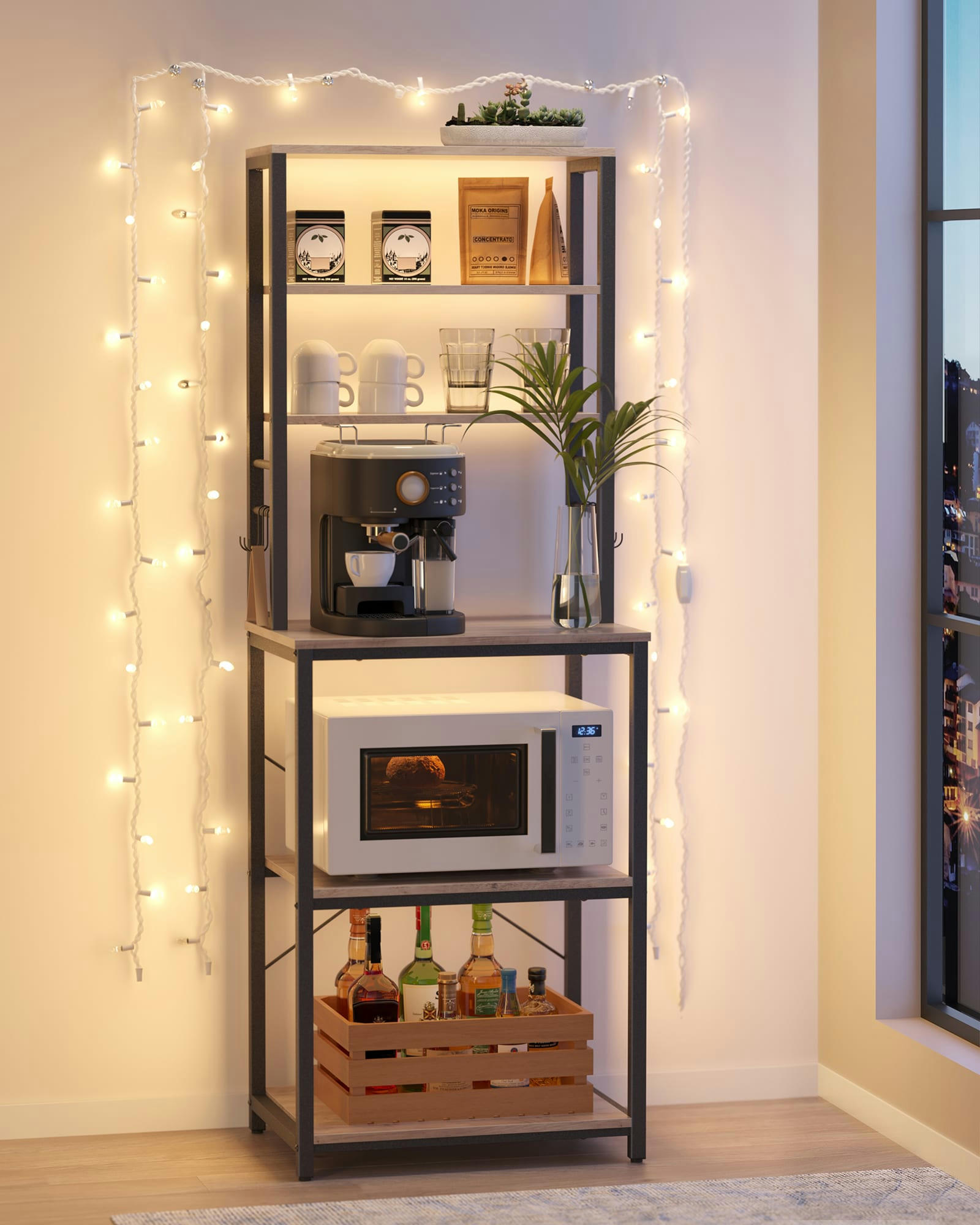 - Étagère de cuisine style industriel effet bois grège