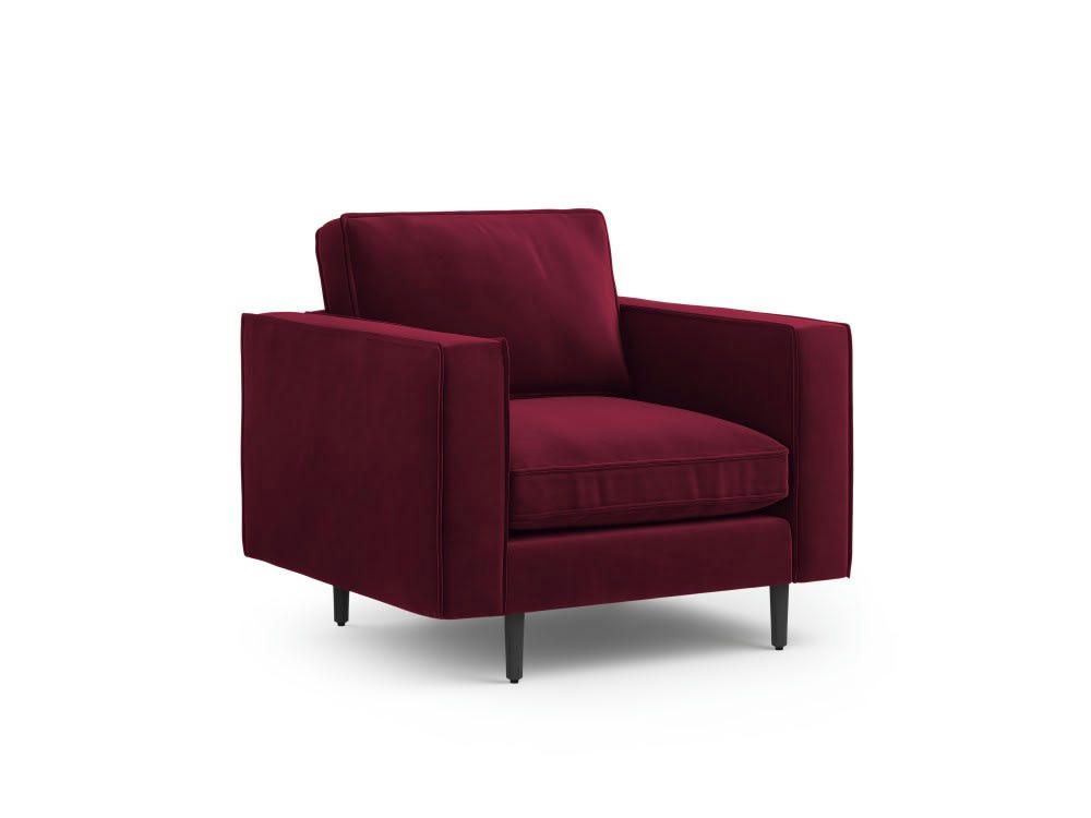 ALEXIS - Fauteuil 1 place en velours rouge foncé
