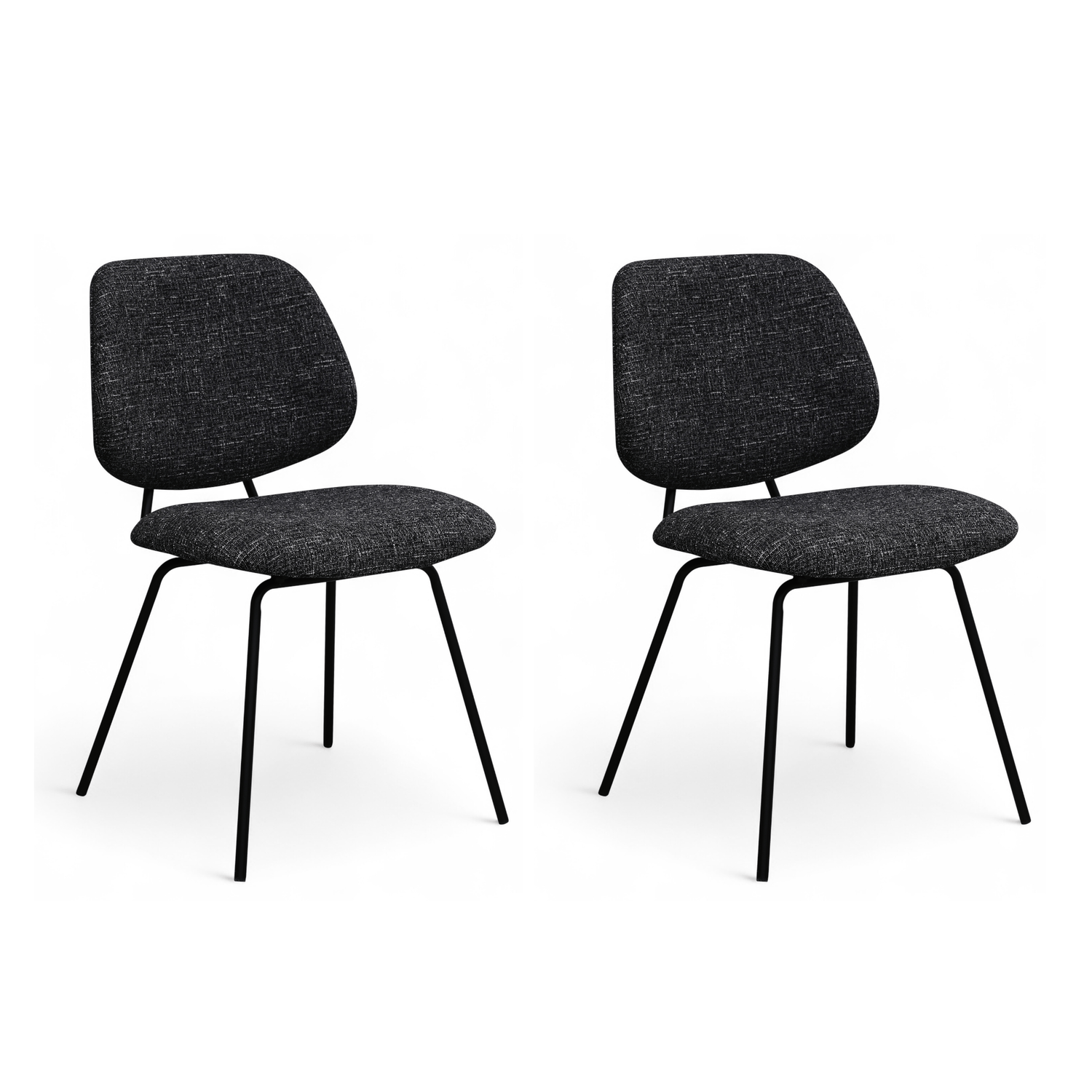 Furnhouse eetkamerstoel Sofia - Zwart - Stof (Bouclé) - Set van 2