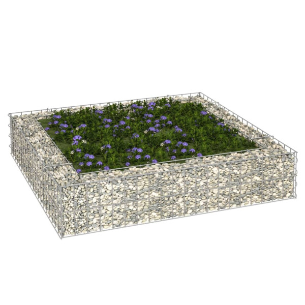 Donica gabionowa Srebrny 100x 100x 20 cm Stal vidaXL