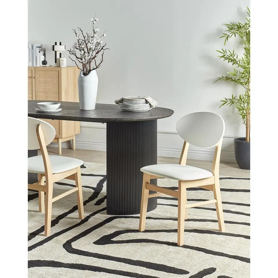 AMERY - Eetkamerstoel set van 2 - Off-white - Rubberhout